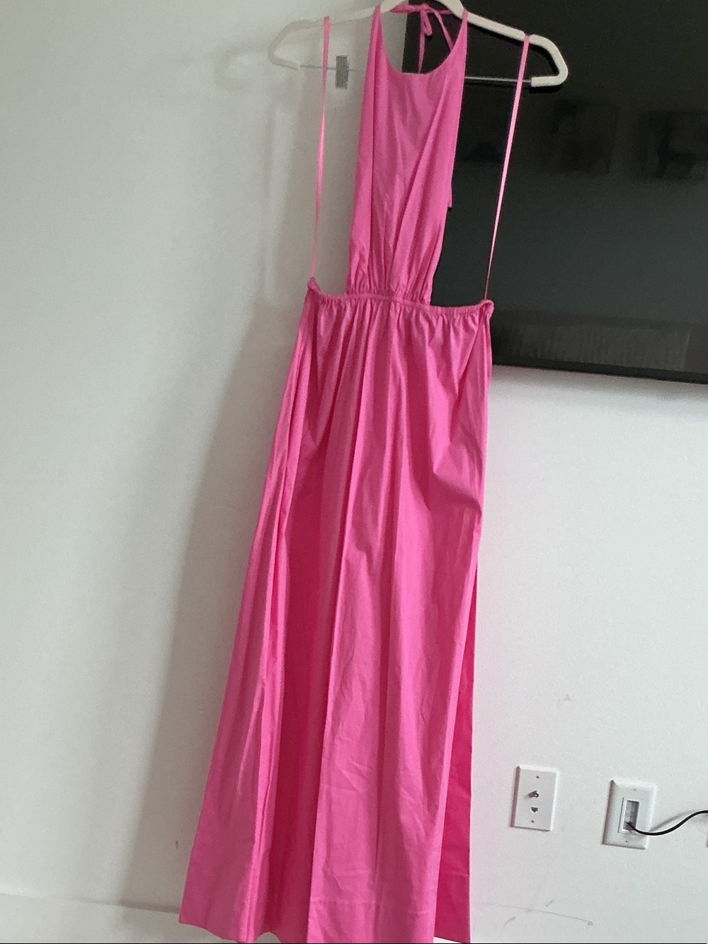 STAUD Hot Pink Halter Maxi Dress